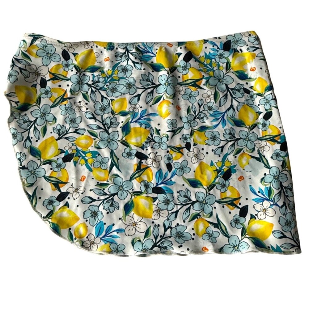 Blackbough Lemon Floral Print Recycled Nylon Swim Skirt, S